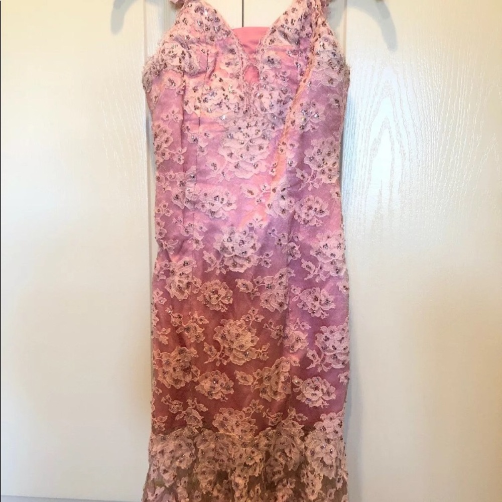 BARACCI silk solstiss lace Swarovski crystal dress